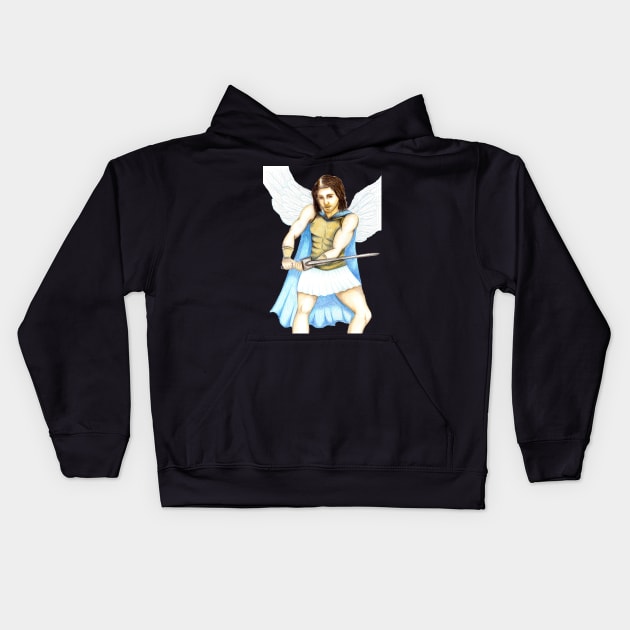 Archangel Michael the Protector- Light Grey Kids Hoodie by EarthSoul